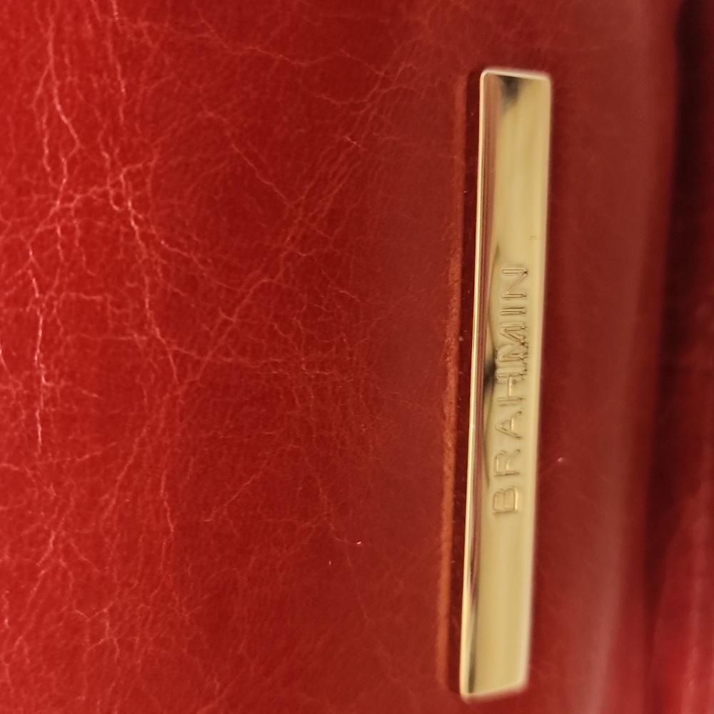 Brahmin Blair Eisenhower Shoulder Bag/Crossover Candy Apple Red Leather Holiday - Picture 4 of 17